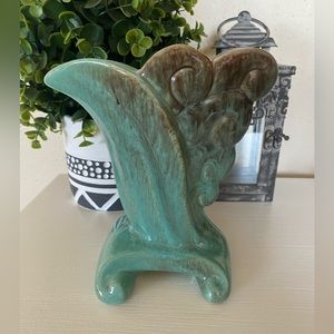 1940's Art Deco Abstract Gonder USA Vase 304 Scroll Pottery Green Brown